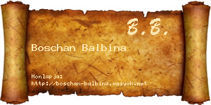 Boschan Balbina névjegykártya
